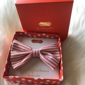 Mud Pie Bow Bracelet Tangerine Striped New